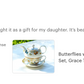 Butterflies with Blue Ornament Fine Porcelain Tea For One Set