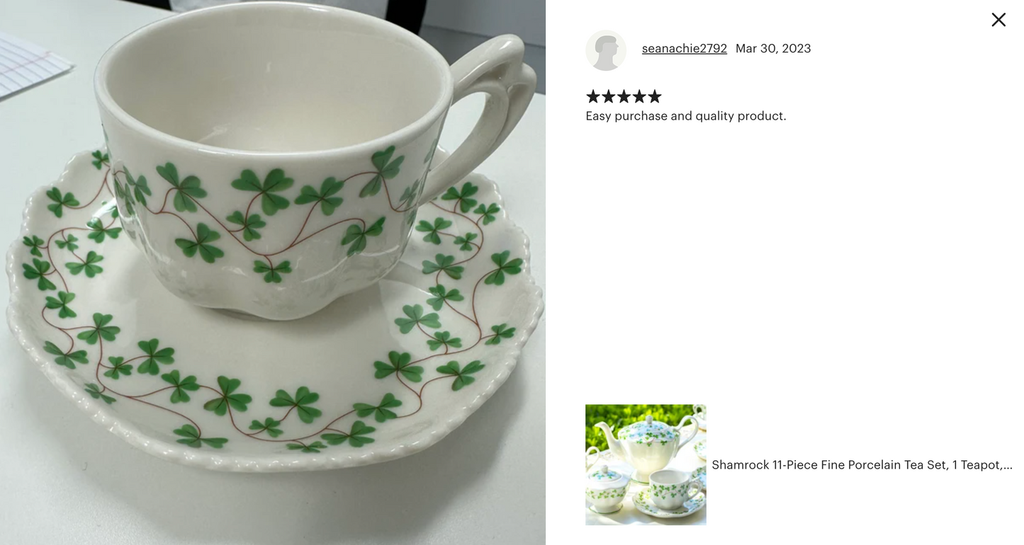 Shamrock Fine Porcelain Tea Cup and Saucer