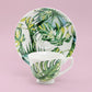 Tropical Leaves 2oz Espresso Cups and Saucers with Gift Box