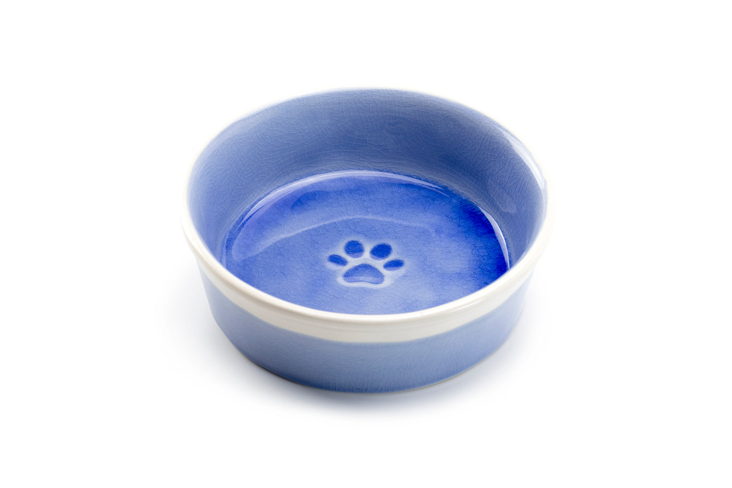 6.25" Organic Blue Reactive Glazed Heavy Weight Ceramic Pet Bowl