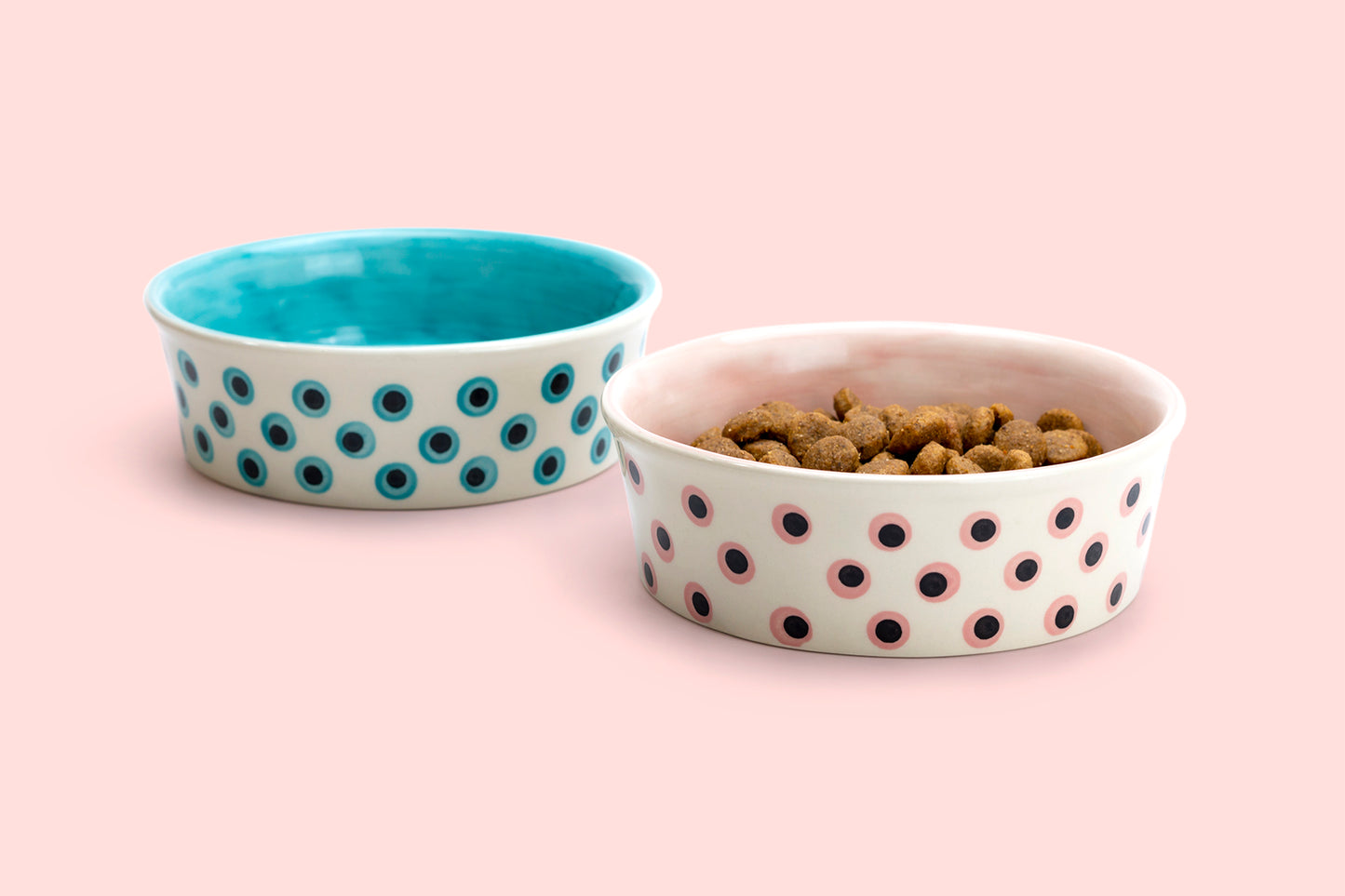6.25" Organic Coral Dots Heavy Weight Ceramic Pet Bowl