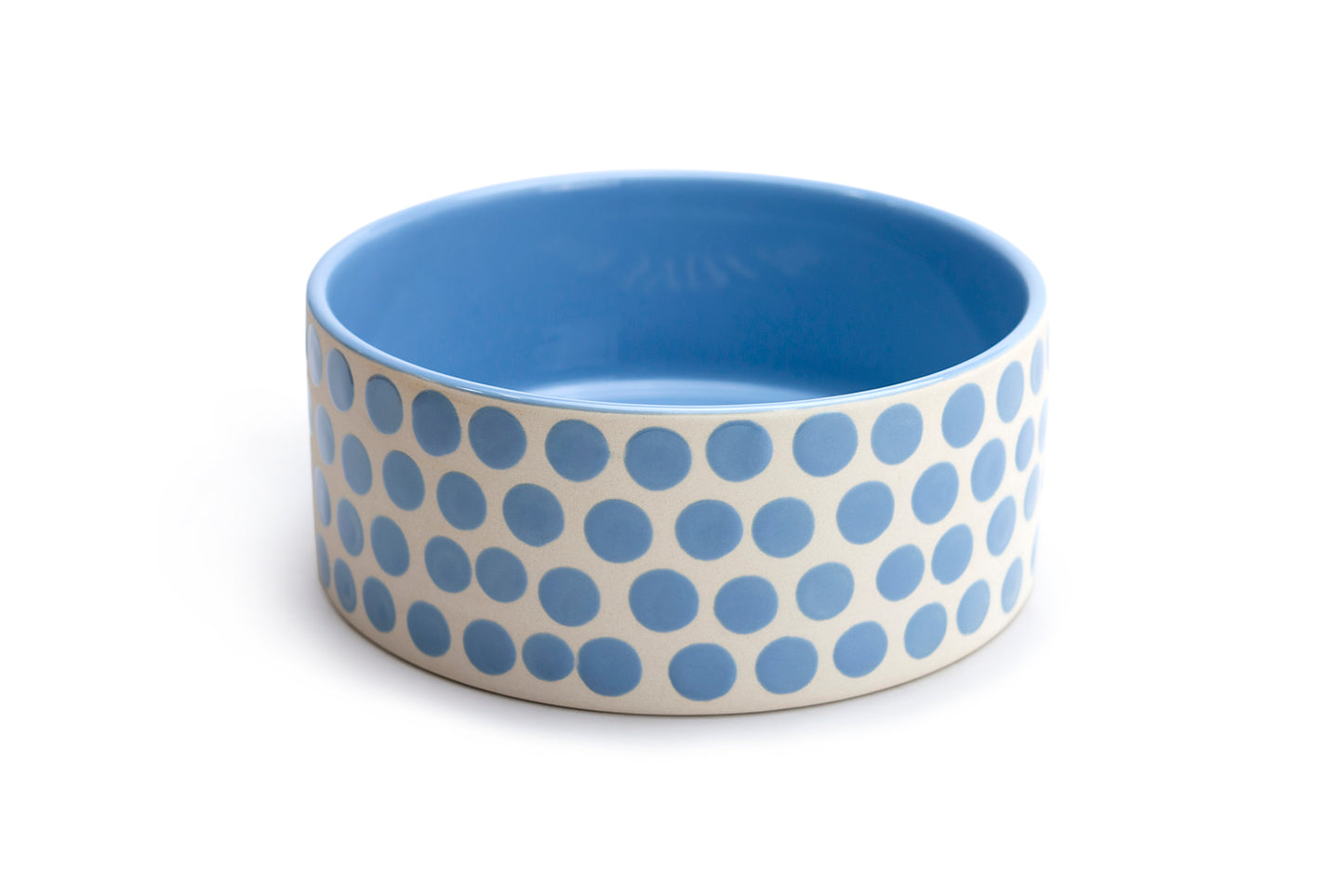 7" Blue Dots Heavy Weight Ceramic Pet Bowl