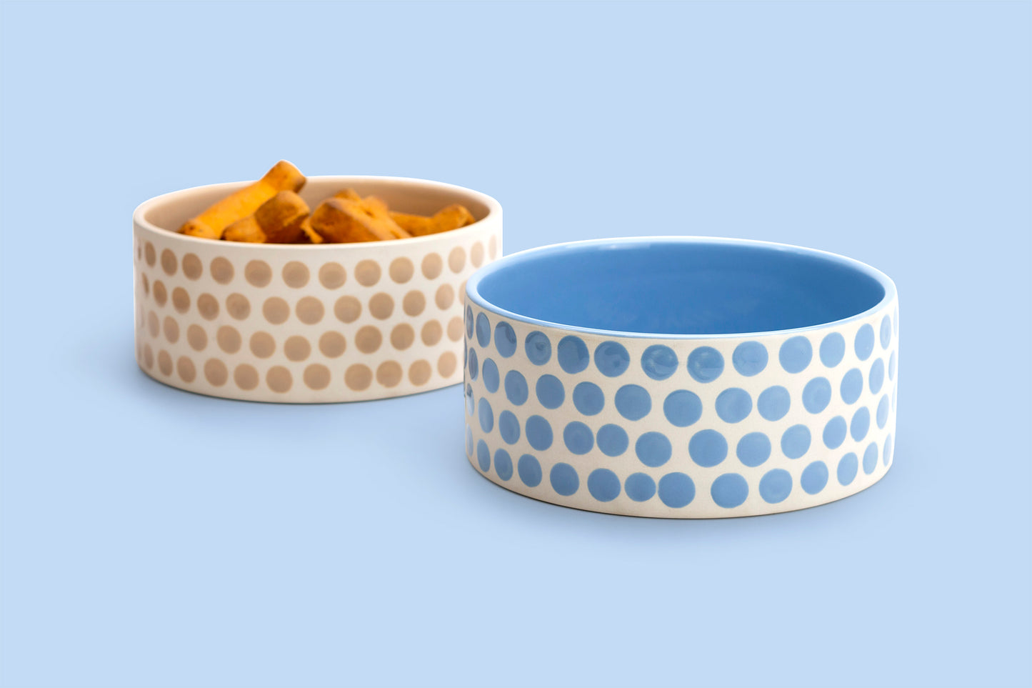 7" Taupe Dots Heavy Weight Ceramic Pet Bowl