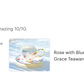 Rose with Blue Accent Fine Porcelain Tea Cup and Saucer