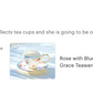 Rose with Blue Accent Fine Porcelain Tea Cup and Saucer