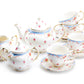 Grace Teaware Rose with Blue Accent Fine Porcelain 11-Piece Tea Set