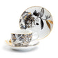 Grace Teaware Black Gold Peony Fine Porcelain Tea Cup and Saucer Set