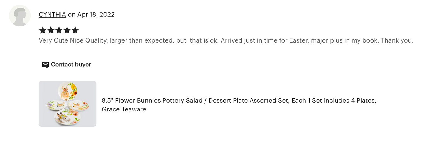 8.5" Flower Bunnies Salad/Dessert Plate Set of 4