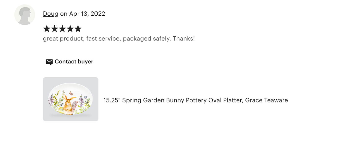 15.25" Spring Garden Bunny Oval Serving Platter