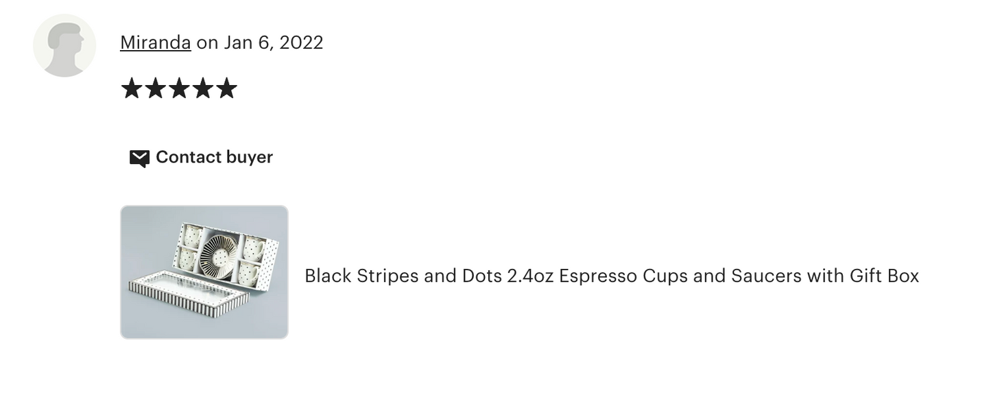 Black Josephine Stripes and Dots 2oz Demitasse Cups and Saucers with Gift Box