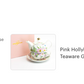 Pink Hollyhock Fine Porcelain Tea For One Set