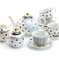 Grace Teaware Dark Grey Stripes and Dots Fine Porcelain Tea Set