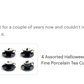 4 Assorted Halloween Tea Cup and Saucer Sets - Raven, Cat, Snake, Witch