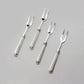 Silver Plated Serving Fork Set of 4 with Stripe Handle Design
