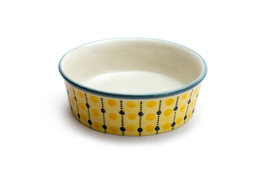 6.25" Organic Marigold Dots Heavy Weight Ceramic Pet Bowl