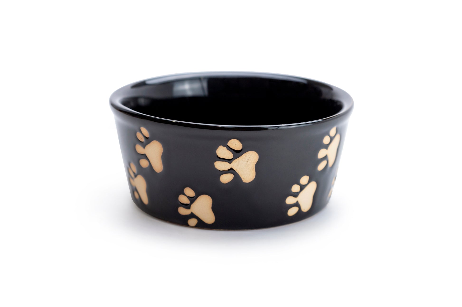 Fido's Diner 4.75" Paw Print Black Ceramic Pet Bowl
