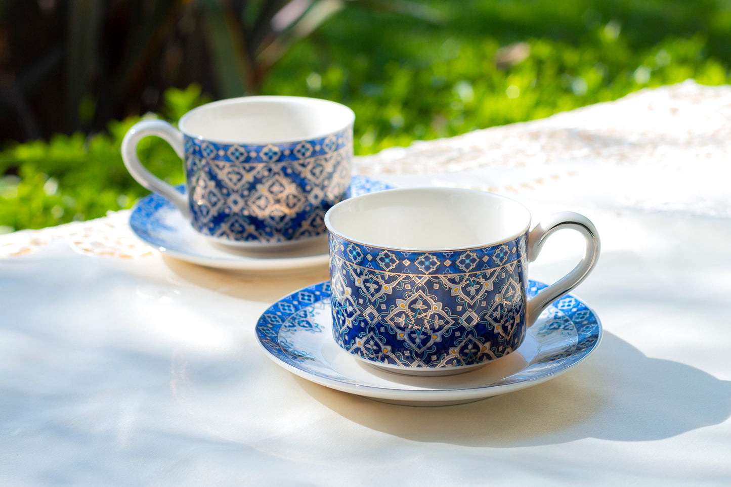 Grace Teaware Blue Diamond Coffee Cup and Saucer