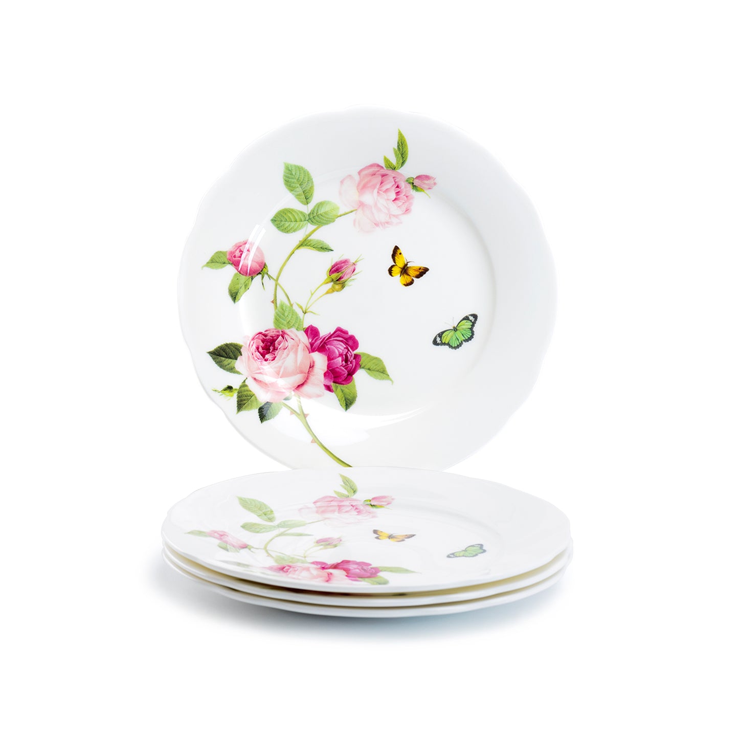 Grace Teaware Kensington Pink Rose Fine Bone China Dessert Plate Set of 4