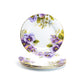 Stechcol Gracie Bone China Purple Pansy Dessert Plate Set of 4