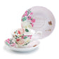 Stechcol Gracie Bone China Rose Garden Bone China Tea Cup and Saucer Set