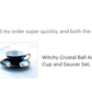 Witchy Crystal Ball Astrology Black Gold Tea Cup and Saucer
