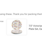 7.5" Victorian Petite Rose White Bone China Dessert Plate