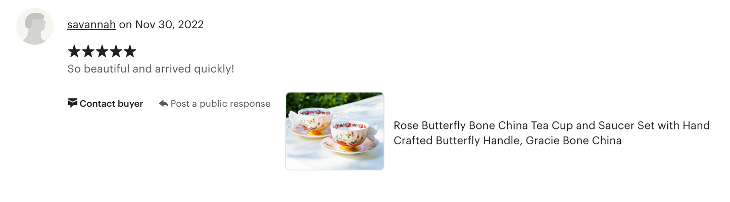 Rose Butterfly Bone China Tea Cup and Saucer