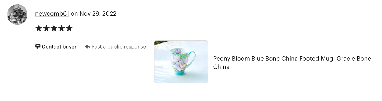 Peony Bloom Blue Bone China Mug