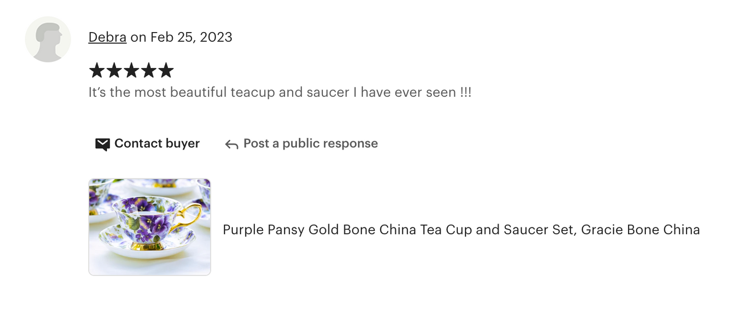 Purple Pansy Gold Bone China Tea Cup and Saucer