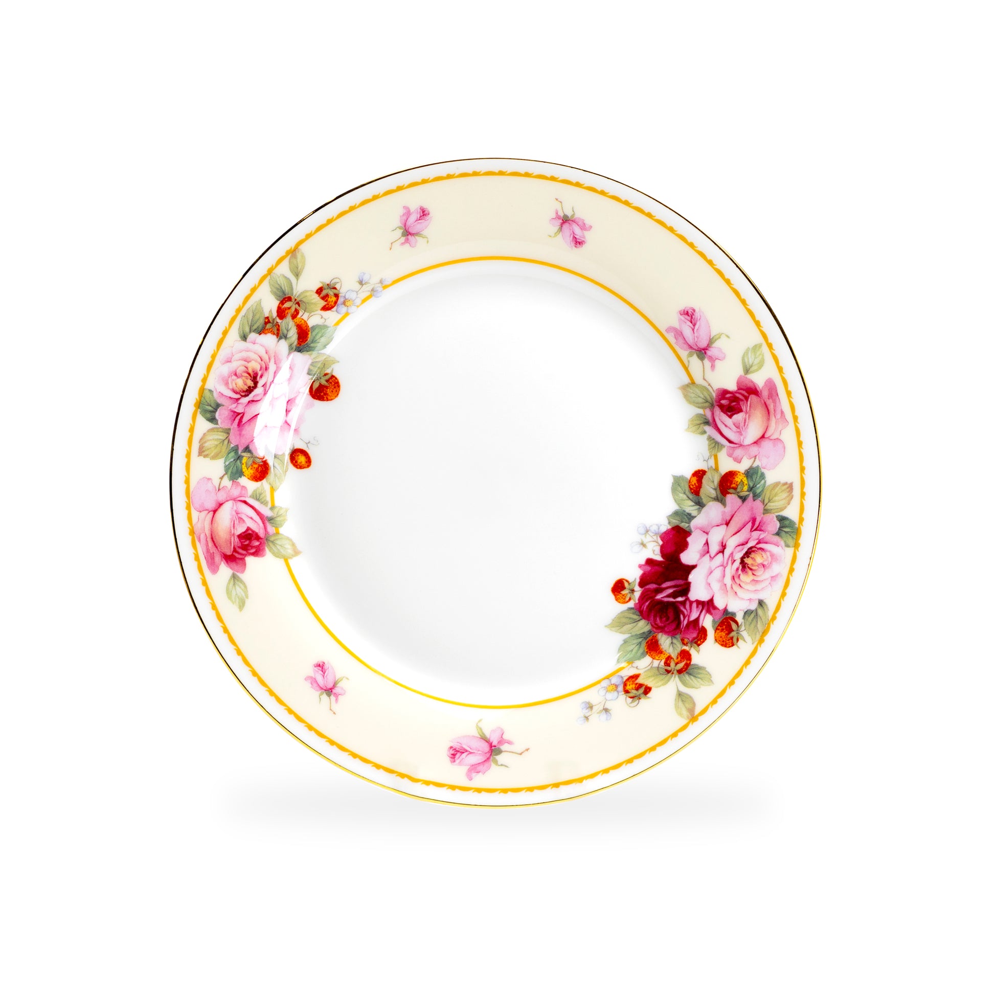 Stechcol Gracie Bone China 7.75" Peony and Strawberry Cream Dessert Plate