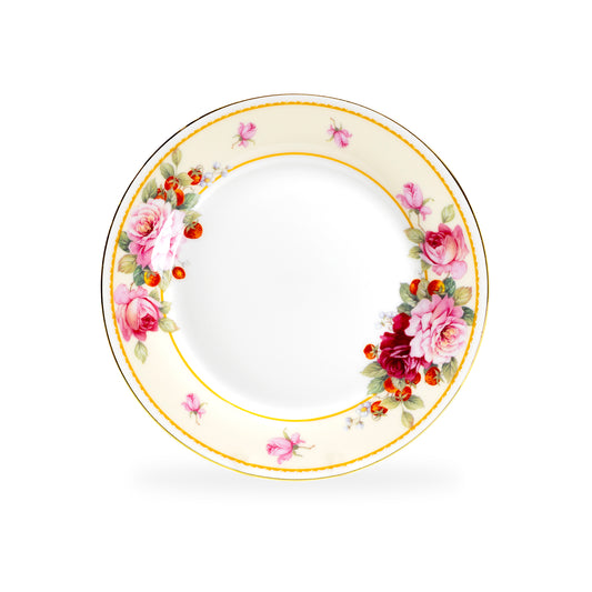 Stechcol Gracie Bone China 7.75" Peony and Strawberry Cream Dessert Plate