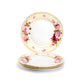 Stechcol Gracie Bone China 7.75" Peony and Strawberry Cream Dessert Plate Set of 4