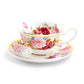 Stechcol Gracie Bone China Peony and Strawberry Cream Bone China Tea Cup and Saucer