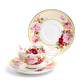 Stechcol Gracie Bone China Peony and Strawberry Cream Bone China Tea Cup and Saucer Set