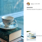 Blue Rose Toile Fine Porcelain Tea Cup and Saucer