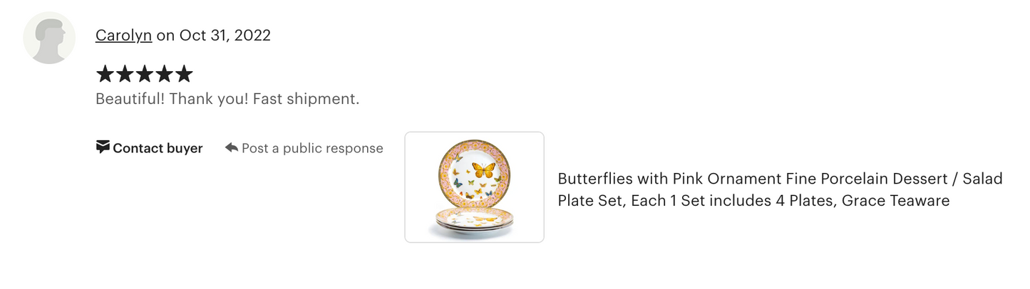 Butterflies with Pink Ornament Fine Porcelain Dessert/Dinner Plate