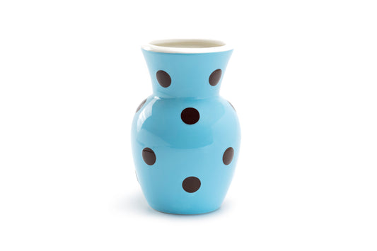 Terramoto Ceramic Polka Dots Vase - Brown on Blue