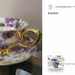 Purple Pansy Gold Bone China Tea Cup and Saucer