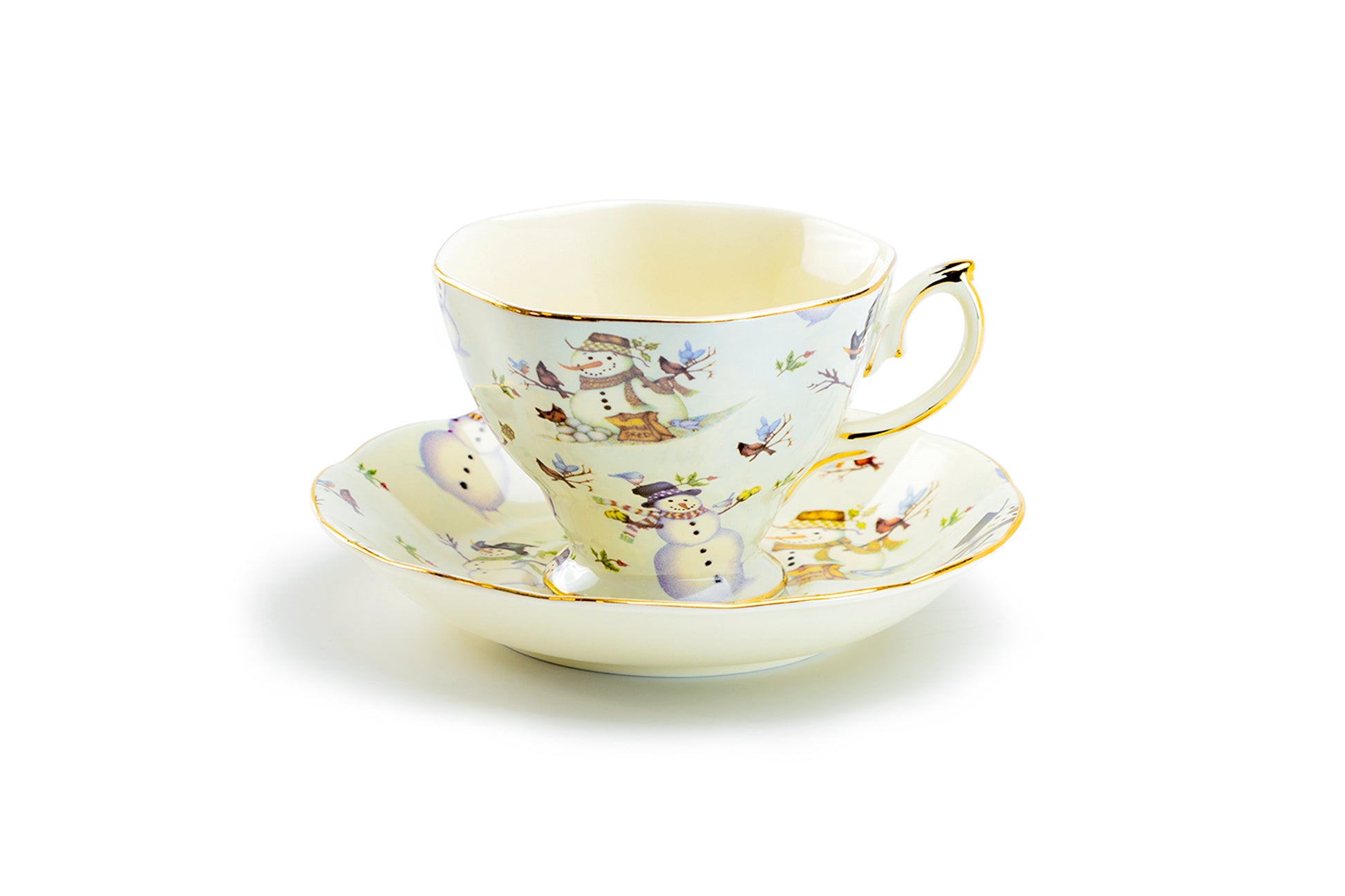 Grace Teaware Holiday Snowman Fine Porcelain Tea Cup and Saucer